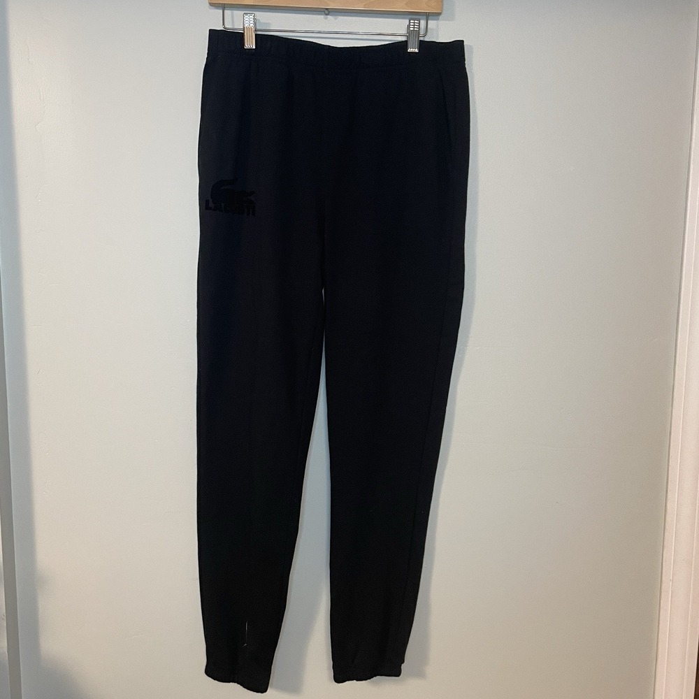 Lacoste Men's Cotton Fleece Lounge Jogger Pants, Black Size Medium EUC
